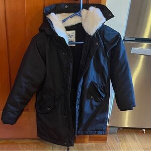 J. Crew Black Kids Puffer Coat with fleece lining